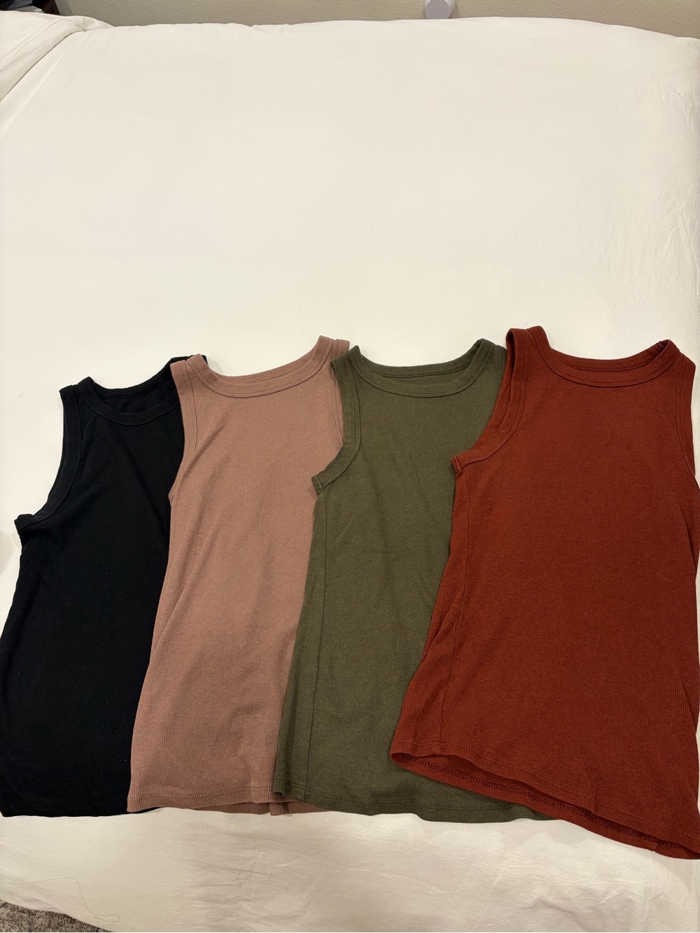a new day Ribbed Tank Top Set - Black, Mauve, Olive, Rust